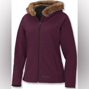 Women's Marmot Soft Shell Hooded Jacket with Faux Fur Trim